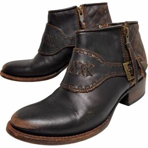 Freebird by Steven Grand Saloon Brown Leather Buckle Ankle Boots Women 6 Western